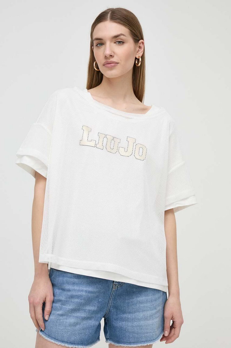 Liu Jo t-shirt damski kolor beżowy