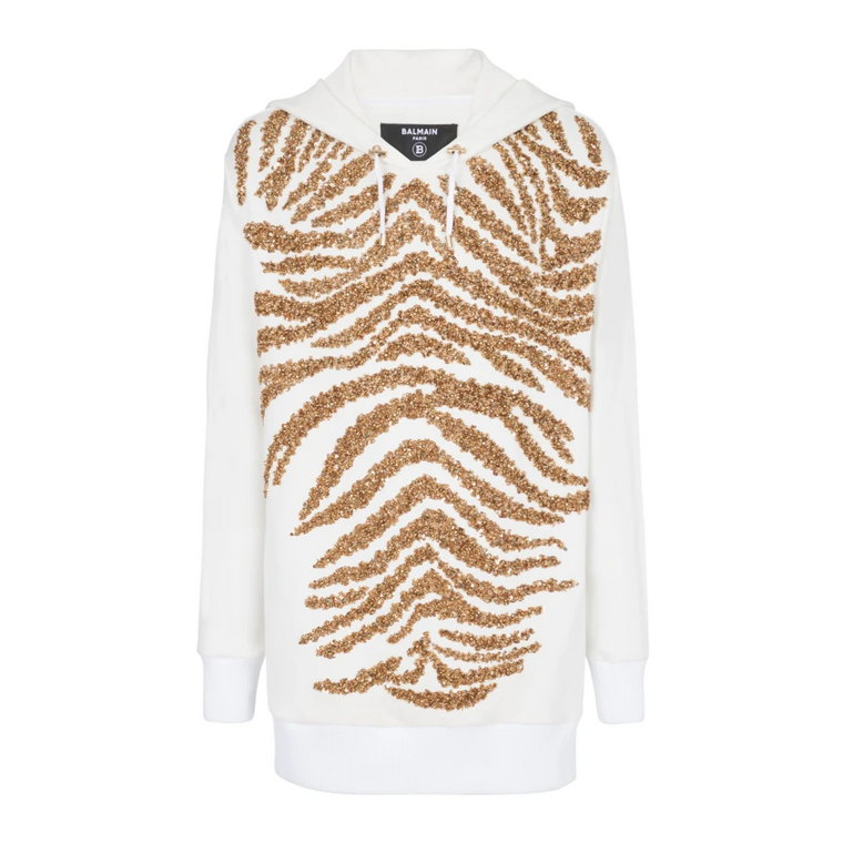 Bluza z haftowanymi paskami zebry Balmain