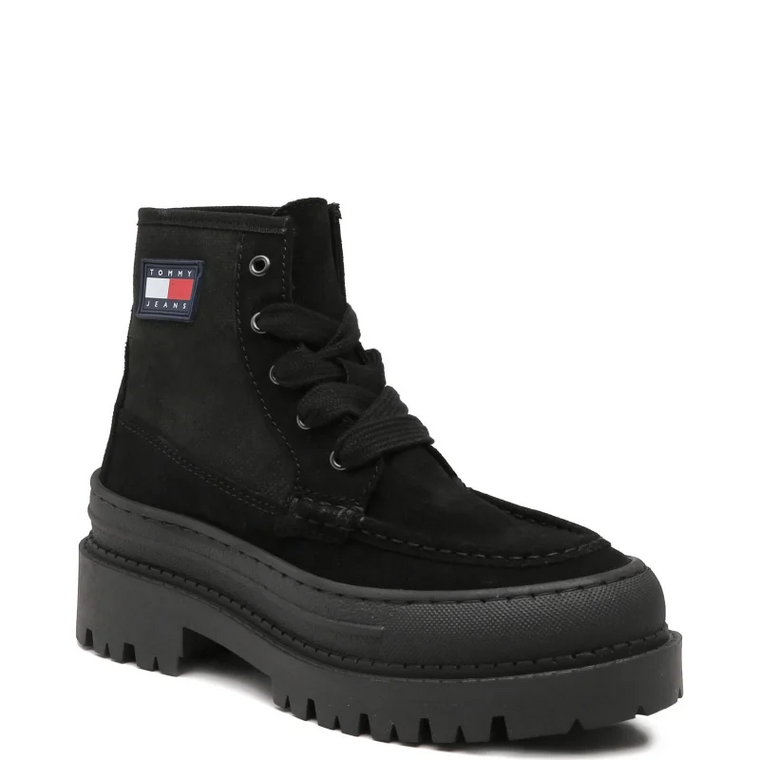 Tommy Jeans Skórzane botki FOXING LACE UP BOOT