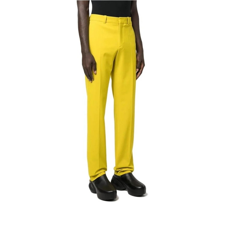Żółte Spodnie Slim Fit z Zamkami Botter