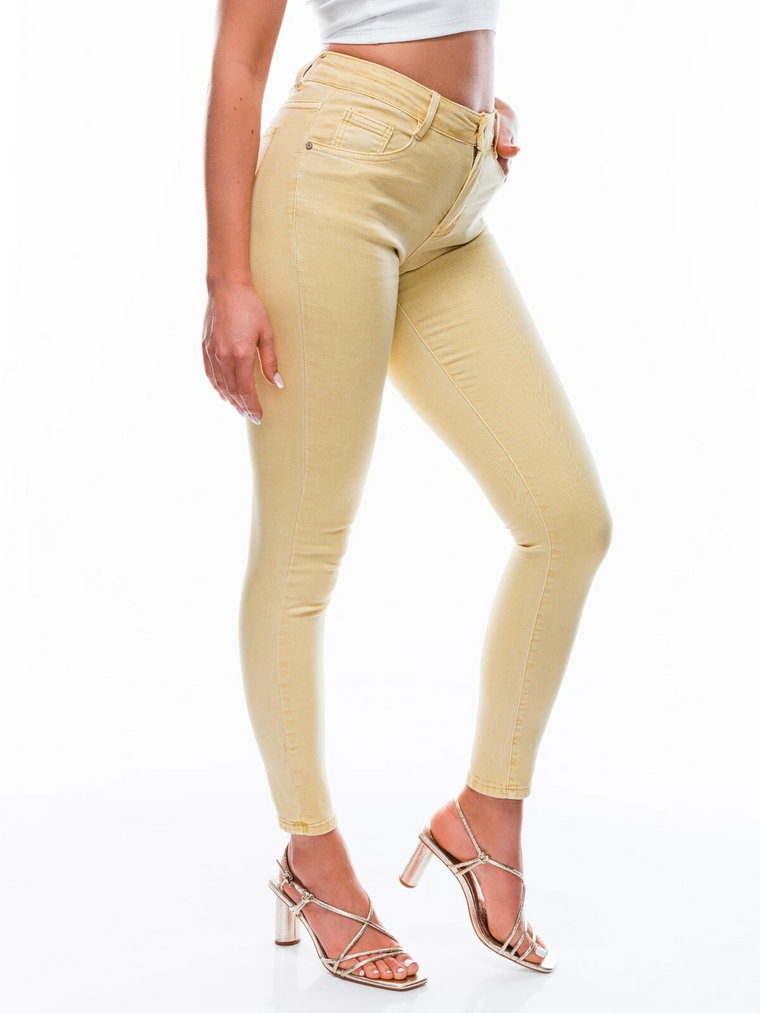 Spodnie damskie jeansowe PLR150 - żółte