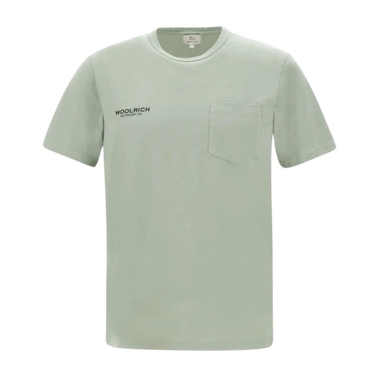 Retro Safari Zielona T-shirt z Okrągłym Dekoltem Woolrich