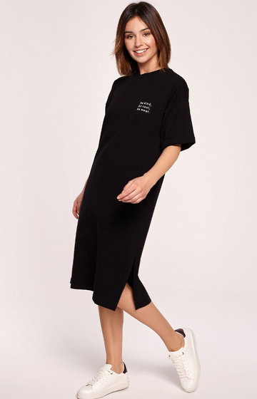 B194 sukienka t-shirtowa, Kolor czarny, Rozmiar S, BE