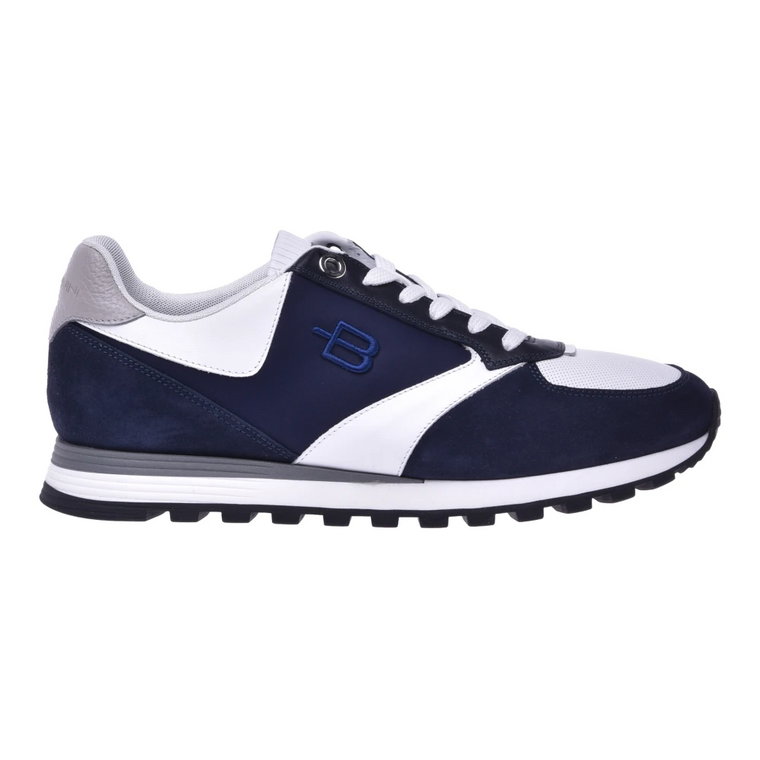 Blue suede and white leather low-top trainers Baldinini