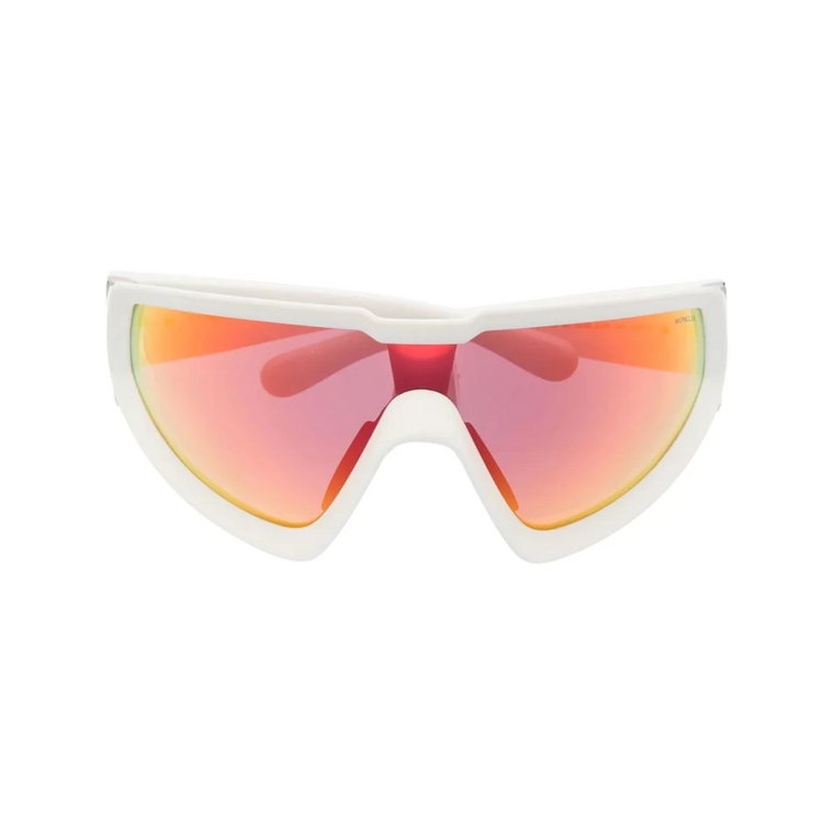 Okulary przeciwsłoneczne, Białe szkła, Owalny kształt, Pomarańczowe soczewki Moncler