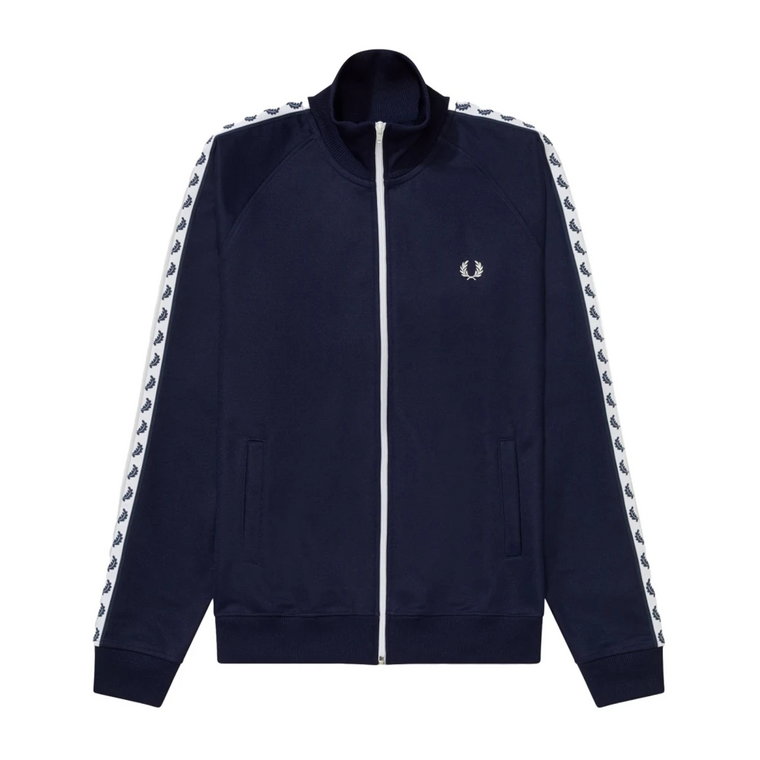 Niebieski męski hoodie z ikonicznym stylem odzieży sportowej Fred Perry