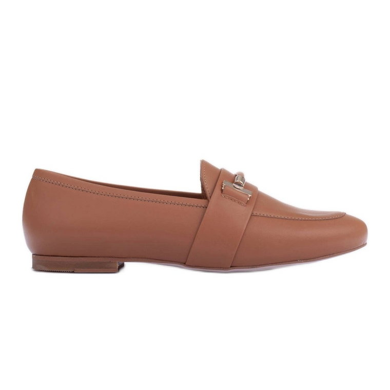 Marco Shoes Loafersy ze złotą ozdobą brązowe