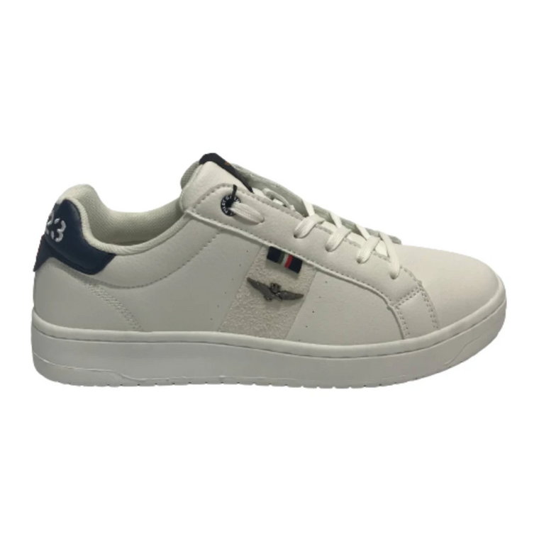 Męskie Białe/Niebieskie Sneakersy z Ekoskóry U24Ar05 232Sc211 Aeronautica Militare