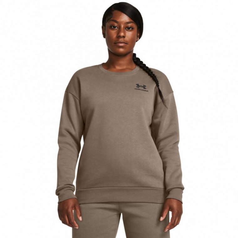 Damska bluza dresowa nierozpinana bez kaptura Under Armour Essential Fleece Crew - brązowa