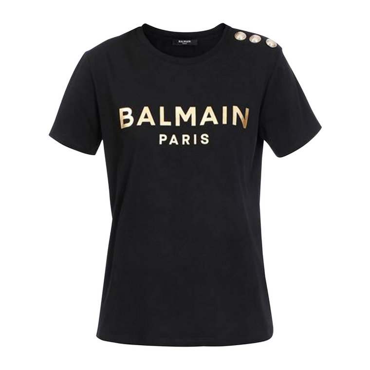 Bawełniana koszulka z nadrukiem logo Balmain