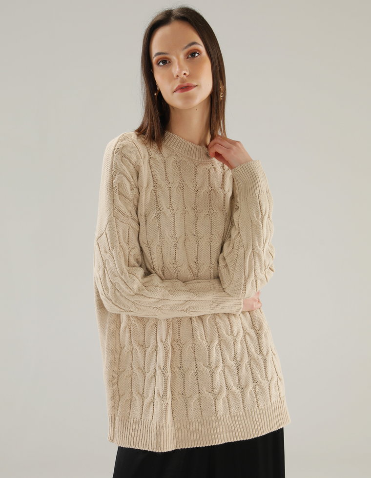 SWETER Z MOHEREM 173-80098 BEIGE