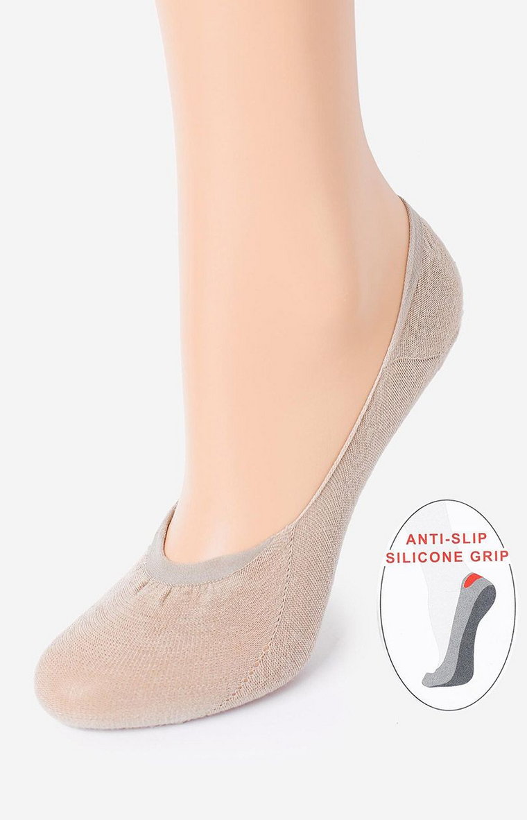 Marilyn beżowe stopki damskie z silikonem Cotton Anti-Slip, Kolor beżowy, Rozmiar 39-40, Marilyn
