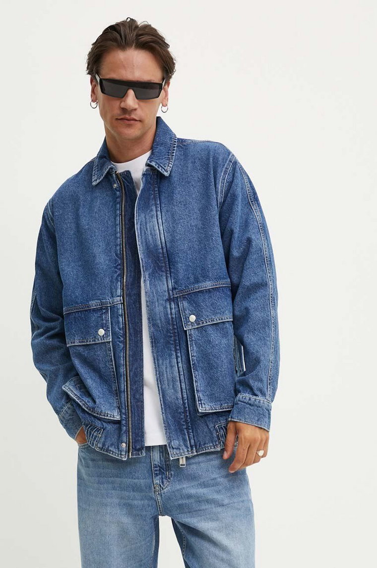 Karl Lagerfeld Jeans kurtka jeansowa męska kolor niebieski przejściowa 245D1401