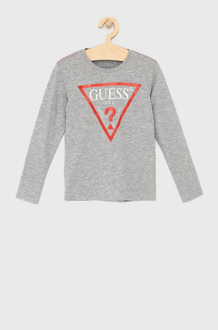 Guess Longsleeve dziecięcy kolor szary z nadrukiem