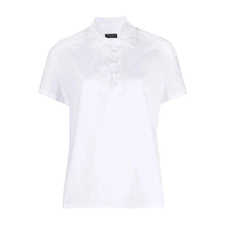 Biała koszula polo z przodu na guziki Emporio Armani