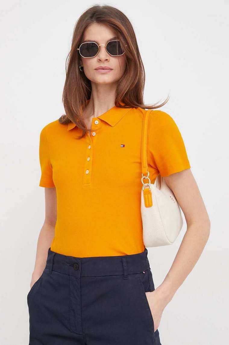 Tommy Hilfiger polo damski kolor pomarańczowy