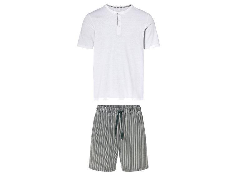 LIVERGY Piżama męska z bawełną (t-shirt + szorty) (S (44/46), Biały)