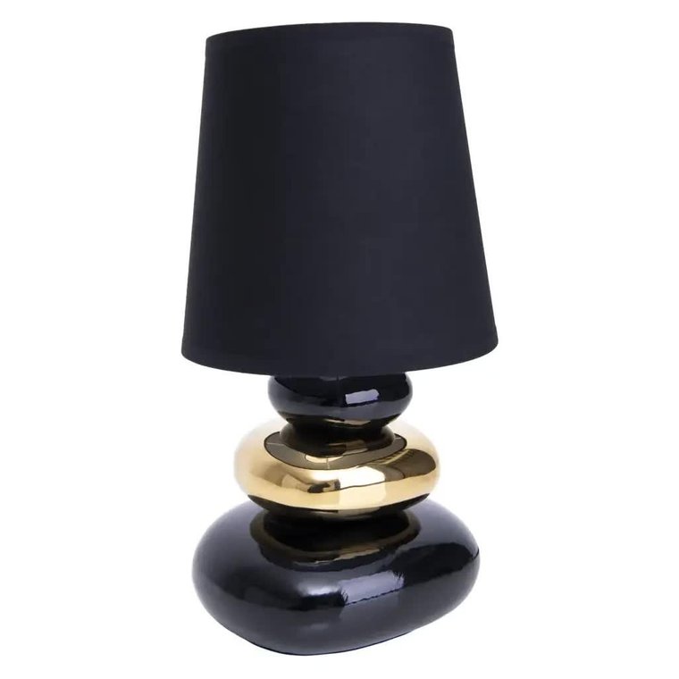 Abażurowa lampka nocna Stoney 3045358 Nave ceramiczna czarna złota