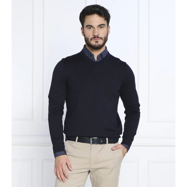 BOSS BLACK Wełniany sweter Baram-L | Regular Fit