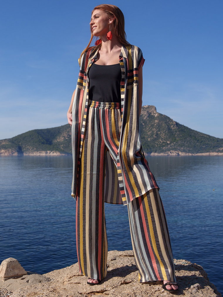 Lejące spodnie damskie na gumce w paski L'AF Korsika