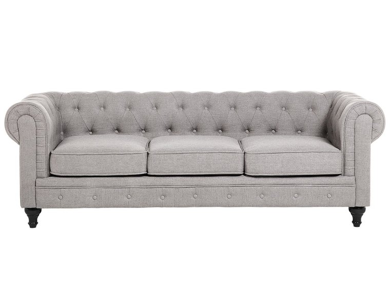 Sofa 3-osobowa jasnoszara CHESTERFIELD