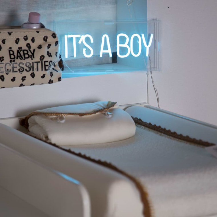 CHILDHOME Lampka neonowa z napisem It's A Boy, niebieska