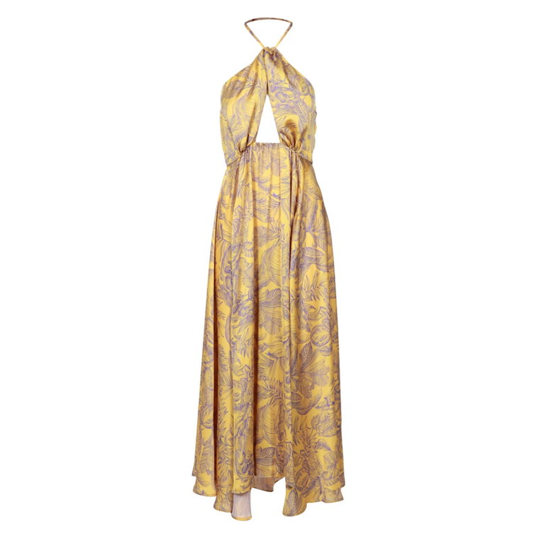 Żółta Sukienka z Bawełny z Wiązaniem Simona Corsellini