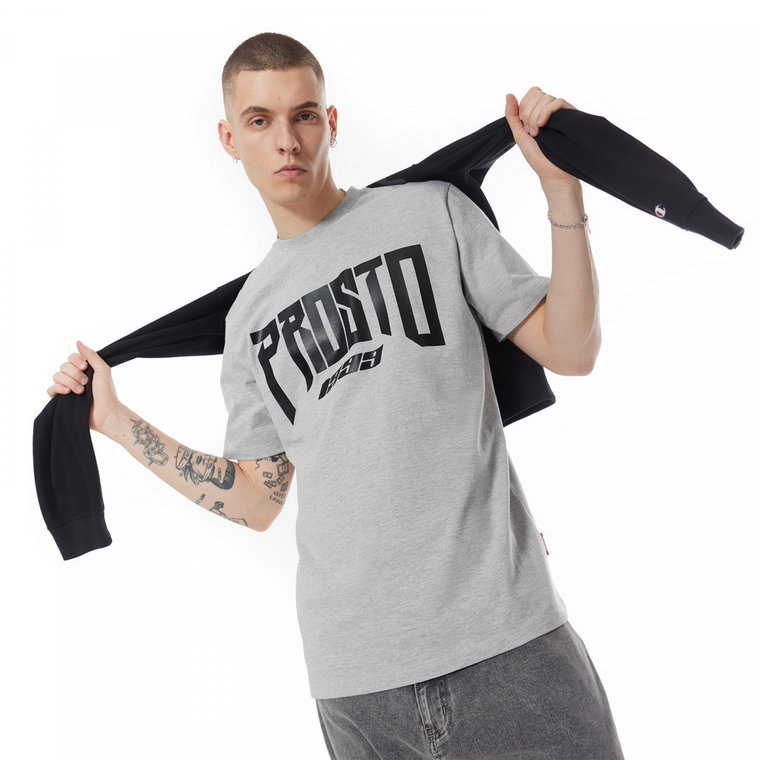 Męski t-shirt z nadrukiem Prosto Triz - szary