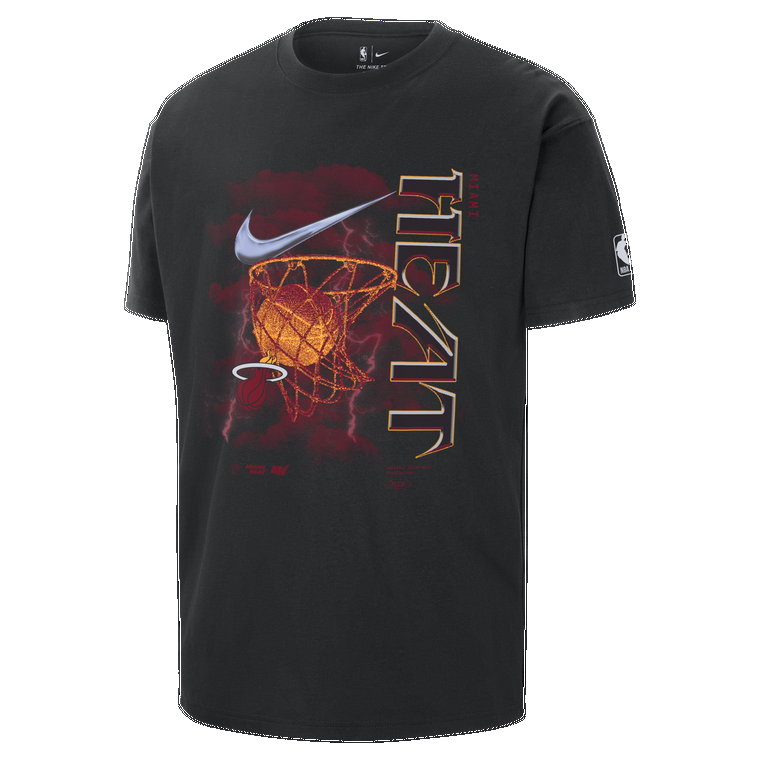 T-shirt męski Nike NBA Miami Heat Courtside Max90 - Czerń