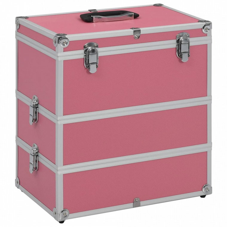 Kuferek na kosmetyki, 37 x 24 x 40 cm, różowy, aluminiowy kod: V-91841