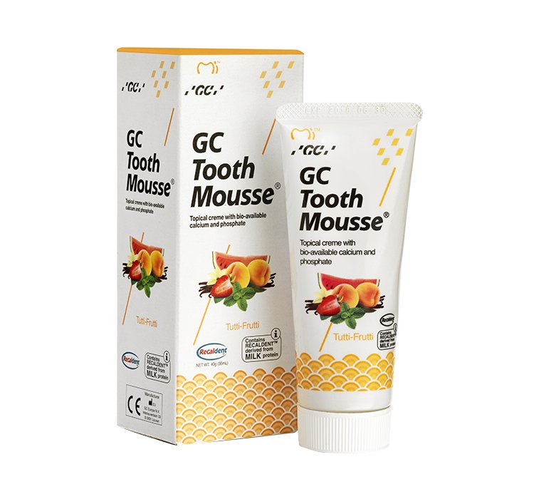 GC TOOTH MOUSSE SZKLIWO W PŁYNIE PASTA BEZ FLUORU TUTTI-FRUTTI 35ML