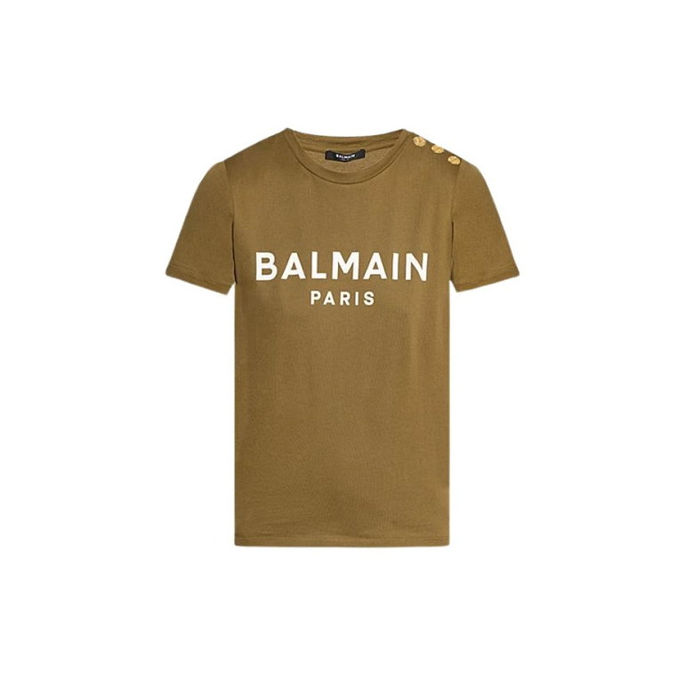 Koszulka z nadrukiem z logo z bawełny Balmain