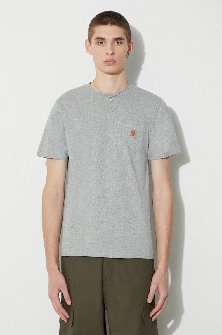 Carhartt WIP t-shirt bawełniany S/S Pocket T-Shirt męski kolor szary melanżowy I030434.V6XX