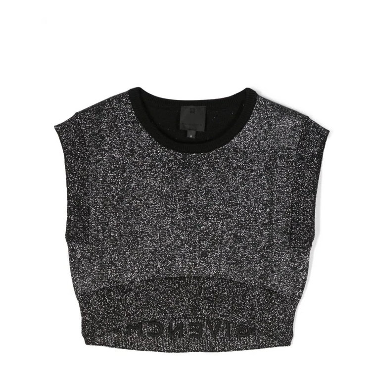 Czarny Lurex Crop Top dla Modnych Dziewczynek Givenchy