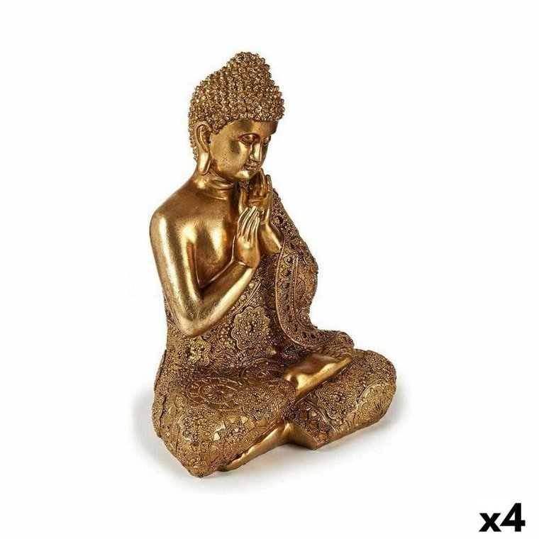 Emaga Figurka Dekoracyjna Budda Na siedząco Złoty 17 x 33 x 23 cm (4 Sztuk)