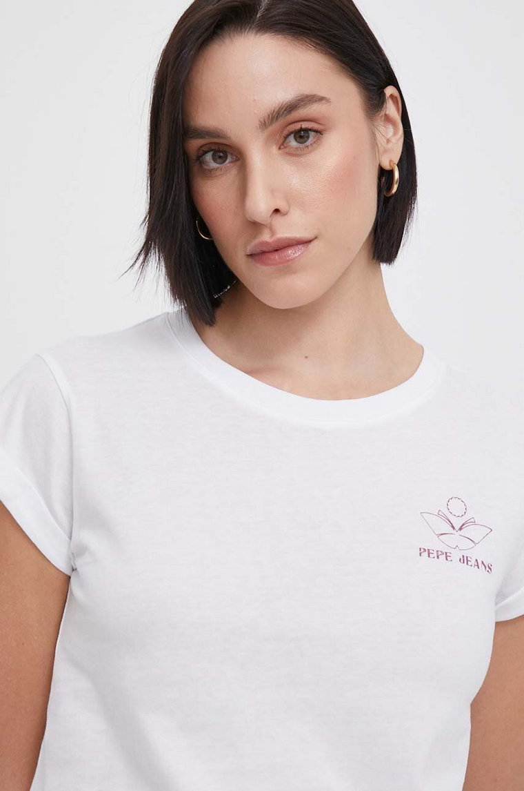 Pepe Jeans t-shirt bawełniany KAYLA damski kolor biały PL505823