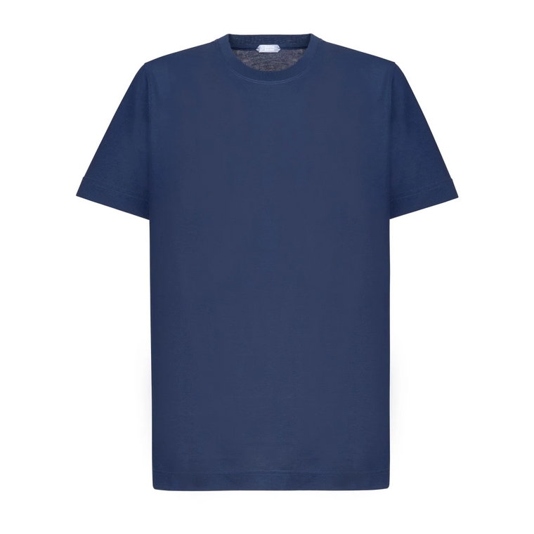 Niebieski T-shirt z Bawełny Model Z0178 Zanone