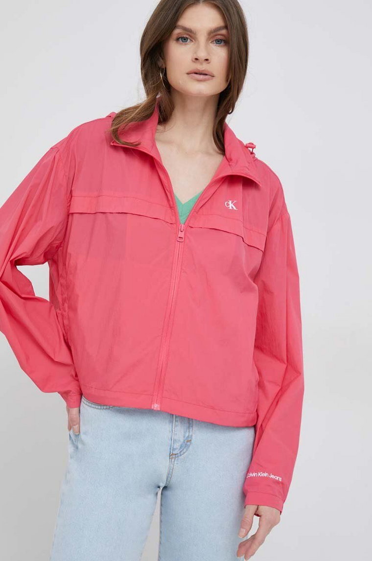 Calvin Klein Jeans wiatrówka kolor różowy przejściowa