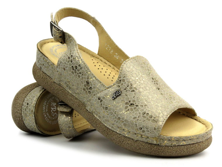 Wygodne sandały damskie skórzane - Waldi 1218, beżowe