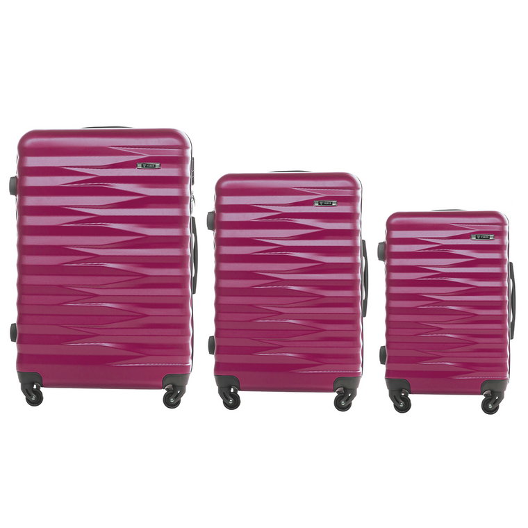 Zestaw 3 walizki podróżne z ABS-u VEZZE zebra RÓŻOWE
