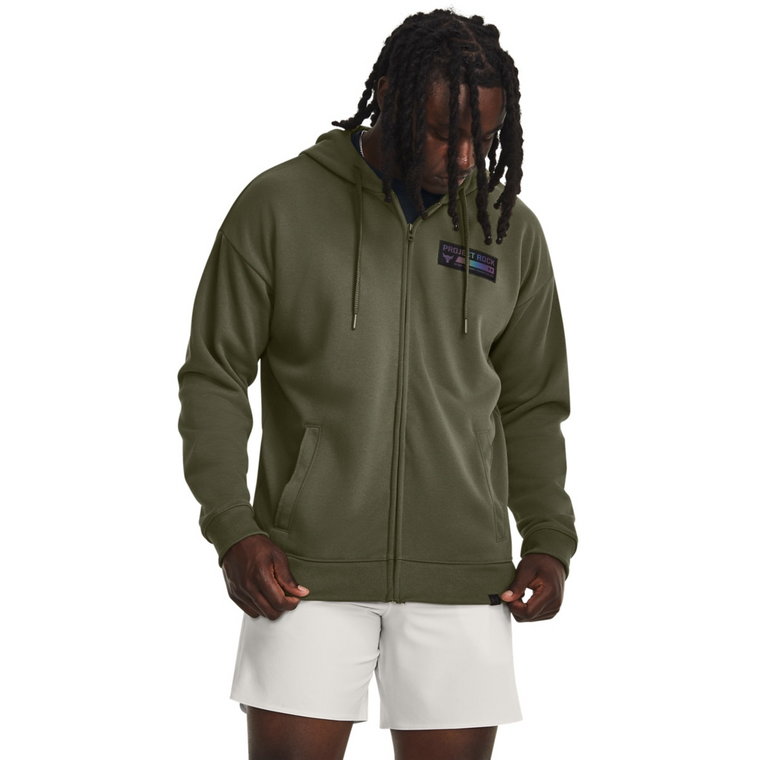 Męska bluza treningowa rozpinana z kapturem Under Armour Project Rock Terry FZ - oliwkowa/khaki