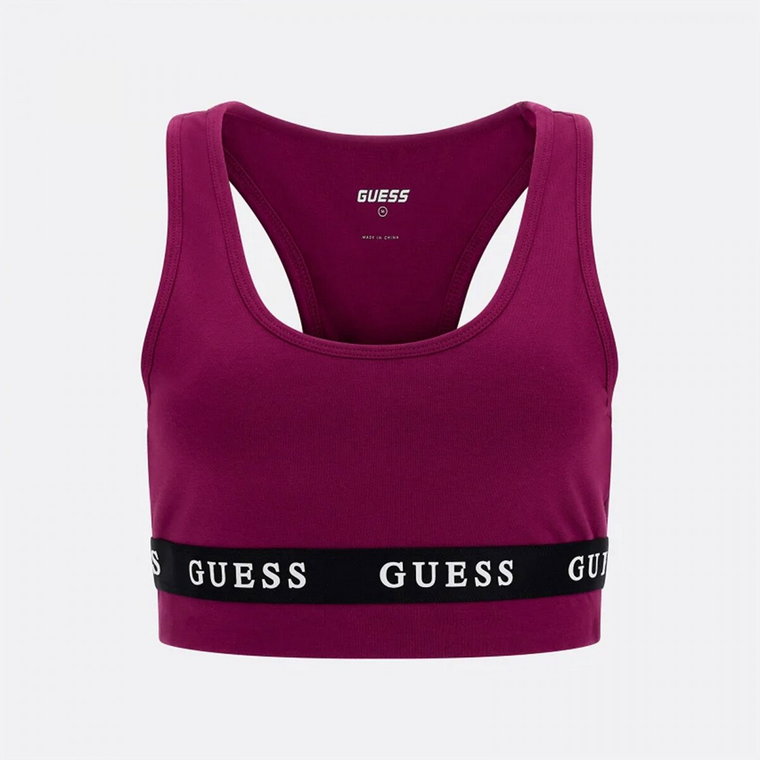 Damski top basic GUESS ALINE TOP ECO STRETCH - bordowy