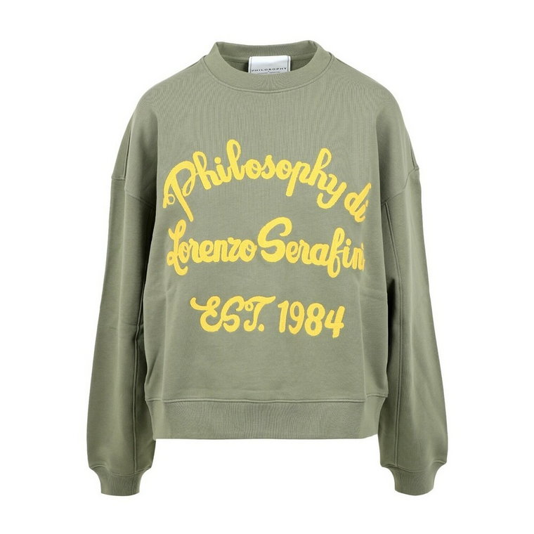 Zielony Sweter z Okrągłym Dekoltem z Bawełny Philosophy di Lorenzo Serafini