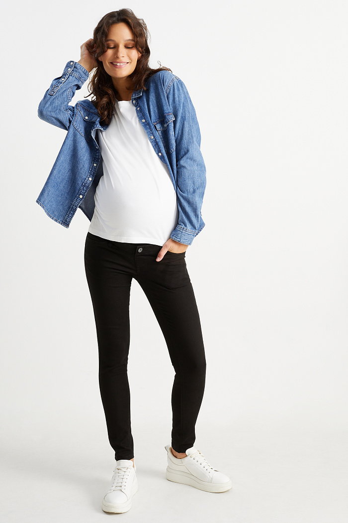 C&A Dżinsy ciążowe-skinny jeans-LYCRA, Czarny, Rozmiar: 36
