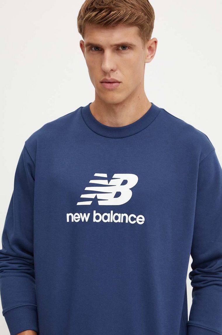 New Balance bluza męska kolor granatowy z nadrukiem MT41500NNY