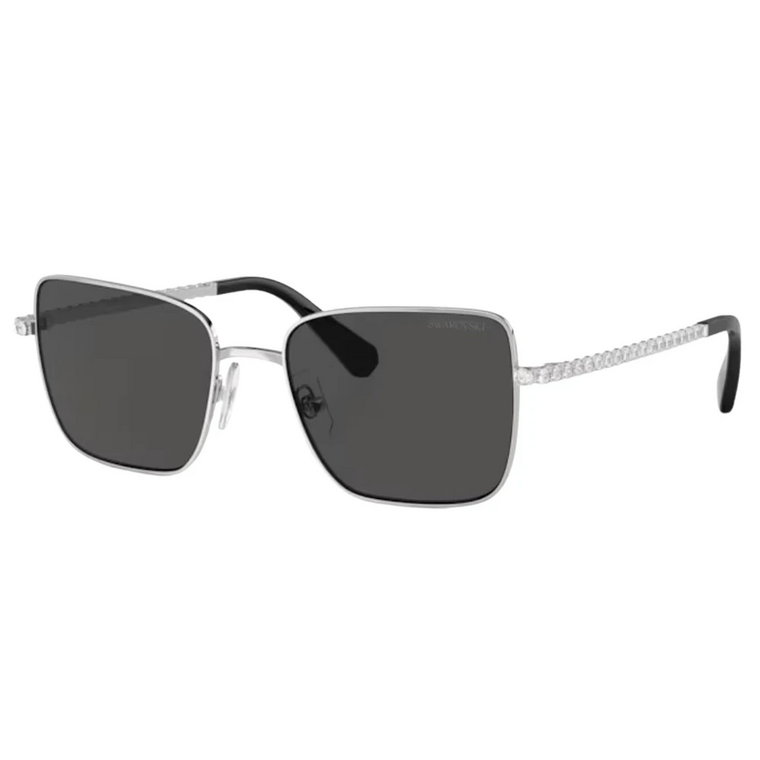 Stylowe okulary przeciwsłoneczne w srebrno-czarnym Swarovski