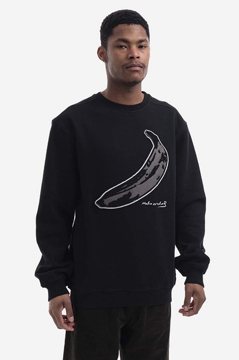 Maharishi bluza bawełniana Chanile Olive Banana x Warhol męska kolor czarny z aplikacją 9643.BLACK-BLACK