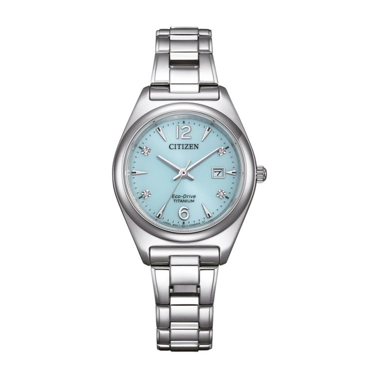 Zegarek Super Titanium z turkusową tarczą i diamentami Citizen