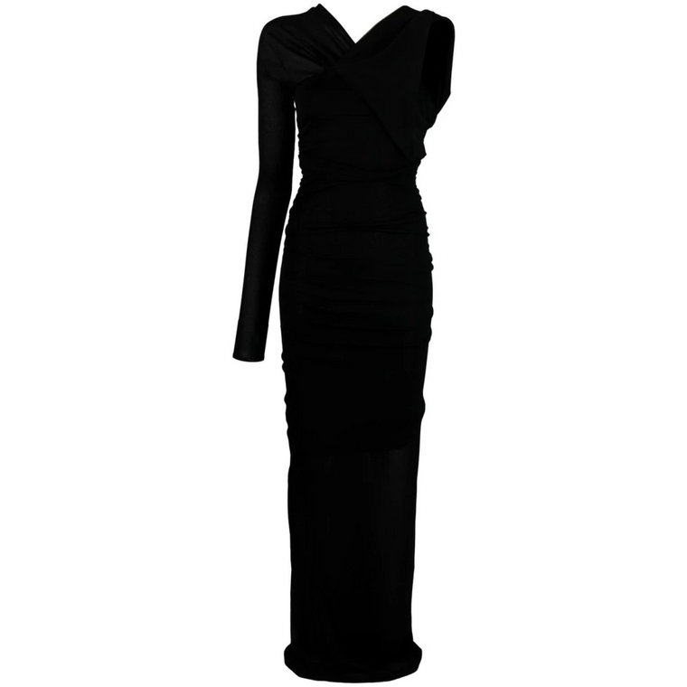 Czarna asymetryczna sukienka z jednym rękawem Saint Laurent