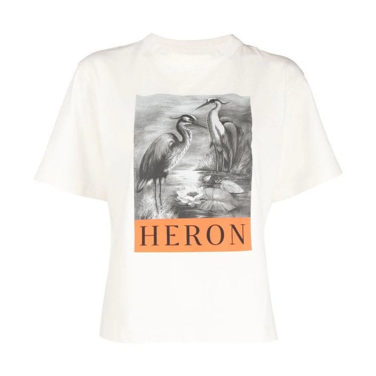 Biała koszulka z logo ptaka Heron Preston